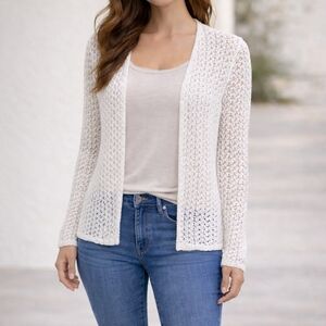 Jones New York Cream Open-Knit Cardigan
